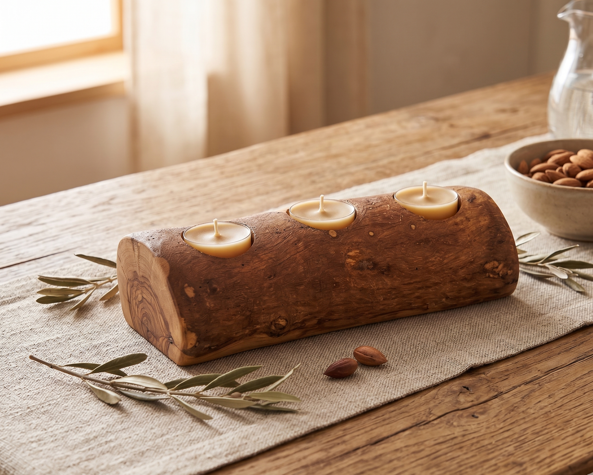 Olive Trinity Tea Candle Holder